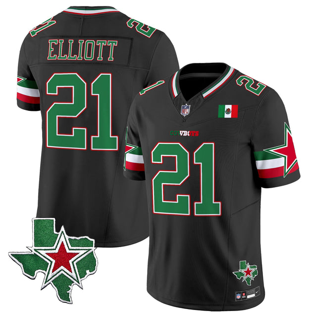 Men's Dallas Cowboys 2025 Mexico Vapor Limited Jersey - All Stitched - Black - Ezekiel Elliott — view 1