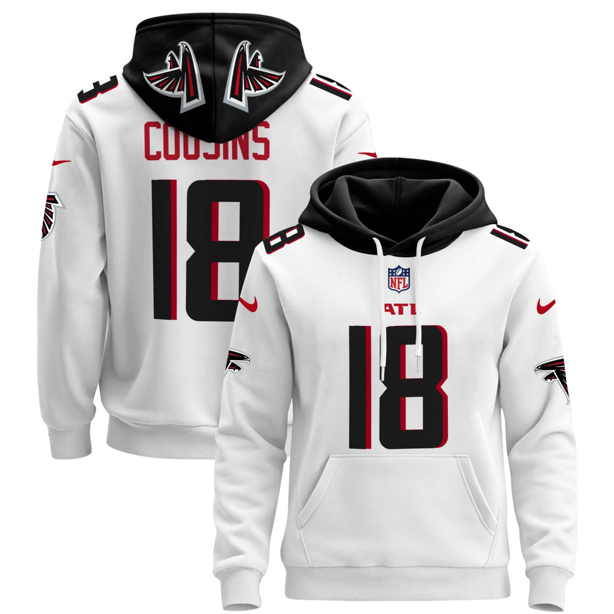 Kirk Cousins Atlanta Falcons White Hoodie - All Stitched - White — view 1