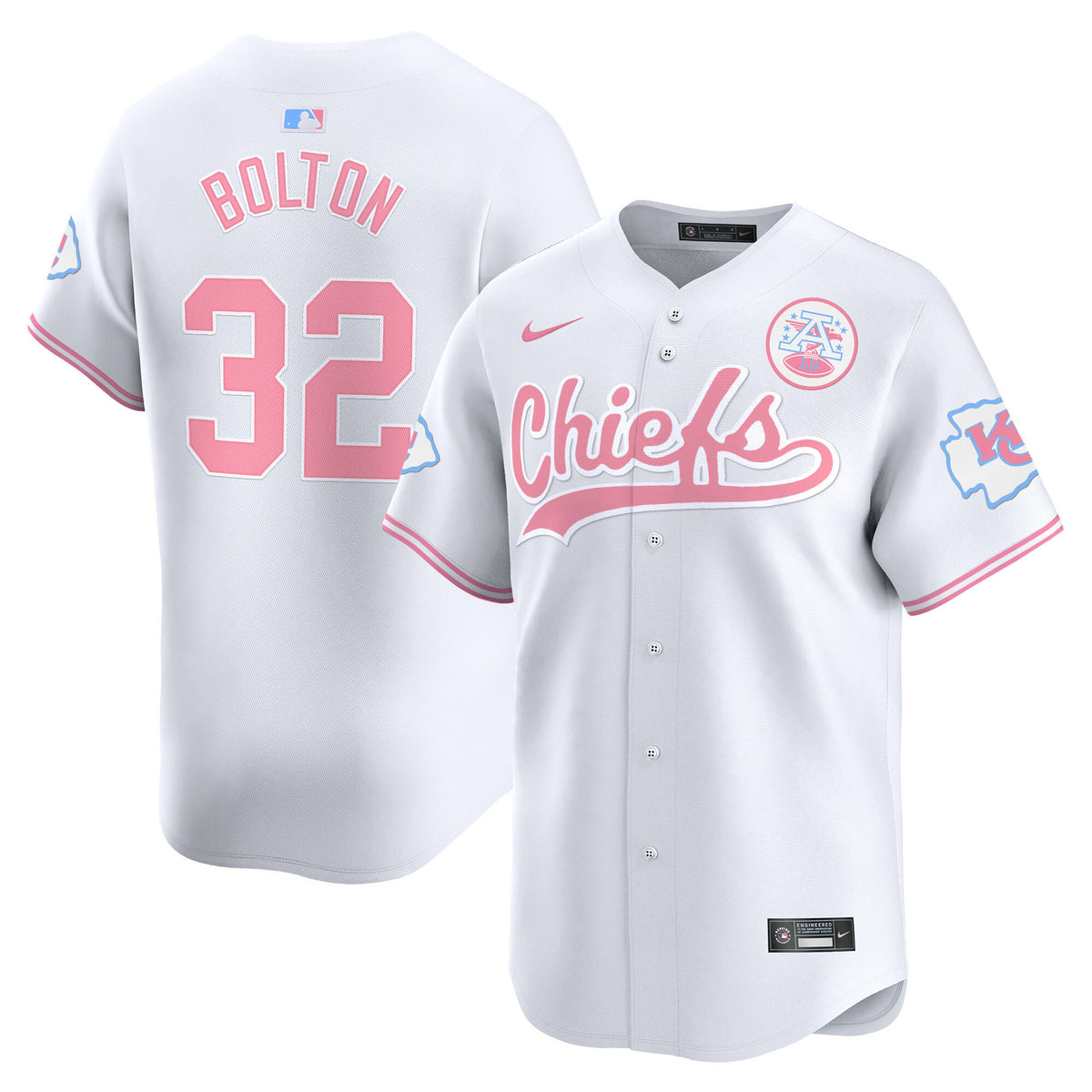 Unisex Chiefs Bubblegum Pink Vapor Premier Limited Jersey - All Stitched - White - Nick Bolton — view 1