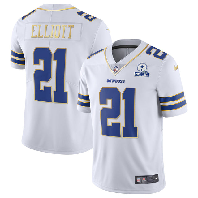 Men's Cowboys Vapor Gold Jersey - All Stitched - White Gold Trim - Ezekiel Elliott — view 1