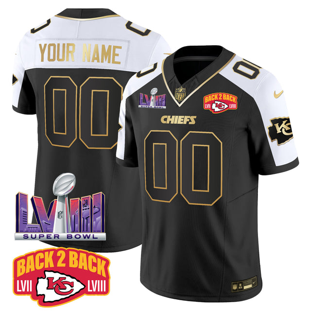 Chiefs Super Bowl LVIII & Back 2 Back Patch Vapor Custom Jersey V2 - All Stitched - Alternate — view 1