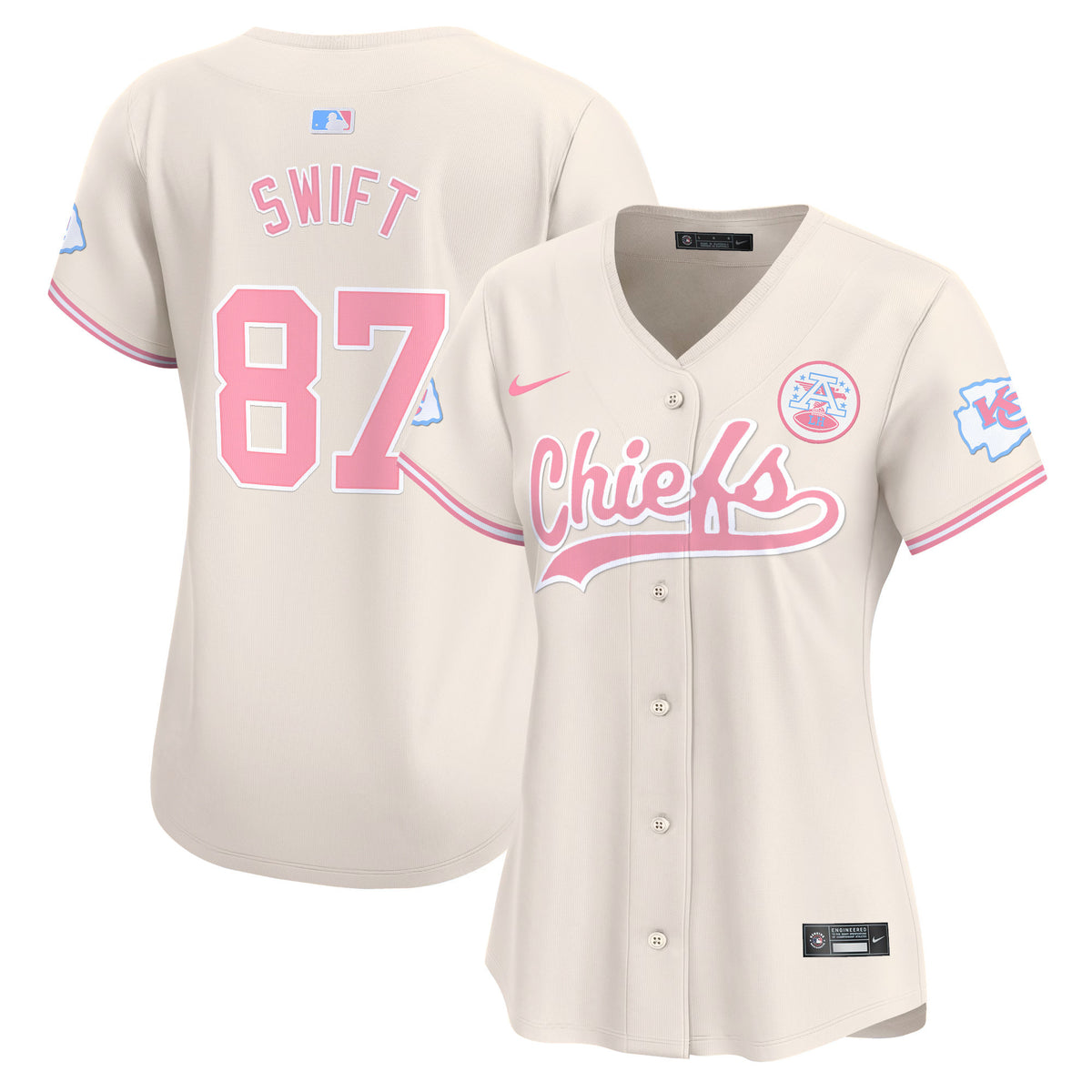Women's Chiefs Bubblegum Pink Vapor Premier Limited Jersey - All Stitched - Cream - Taylor Swift — view 1