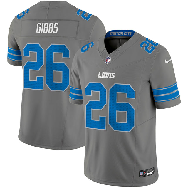 Men's Detroit Lions 2024 Vapor Limited Jersey - All Stitched - Gray - Jahmyr Gibbs — view 1
