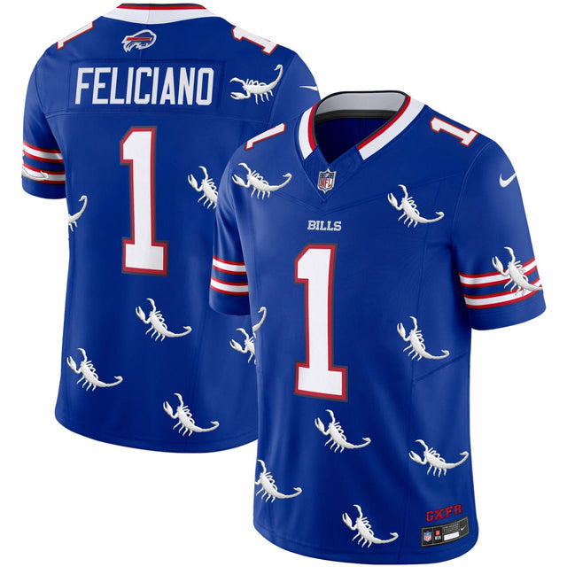 Feliciano #1 Buffalo Bills Scorpions Royal Jersey - All Stitched — view 1