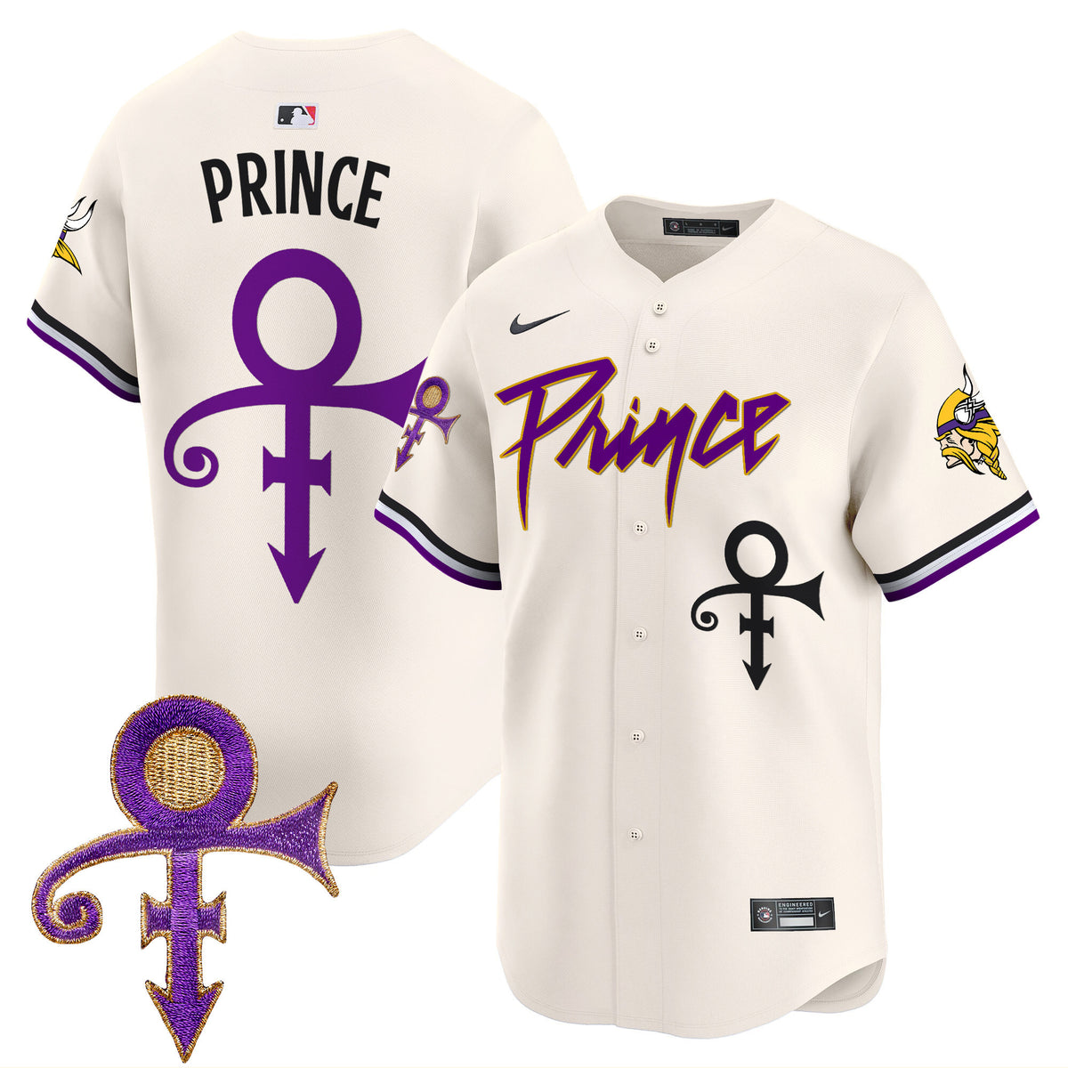 Men's Minnesota Vikings Prince Patch Vapor Premier Limited Jersey - All Stitched - Cream - Prince — view 1