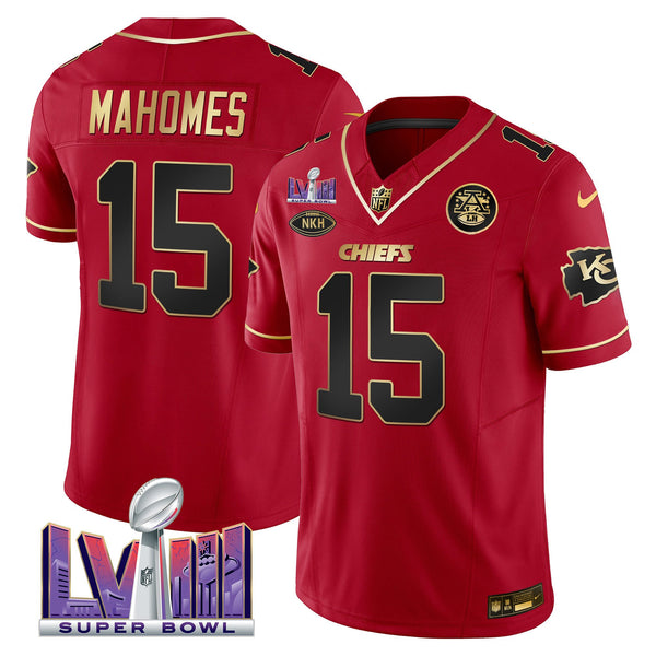 Men's Chiefs Super Bowl LVIII Patch Vapor Jersey V2 - All Stitched - Red Special - Patrick Mahomes — view 1
