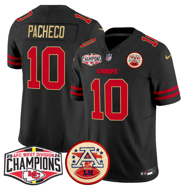 Men's Chiefs 2024 AFC West Division Champions Patch Vapor Limited Jersey - All Stitched - Gold Trim - Isiah Pacheco — view 1