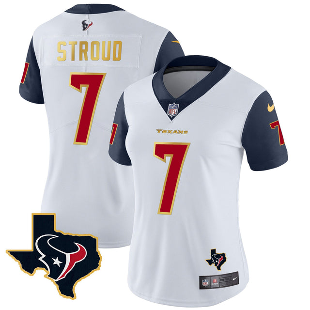 Women's Houston Texans Gold Trim Vapor Jersey - All Stitched - Navy Sleeves - C.J. Stroud — view 1