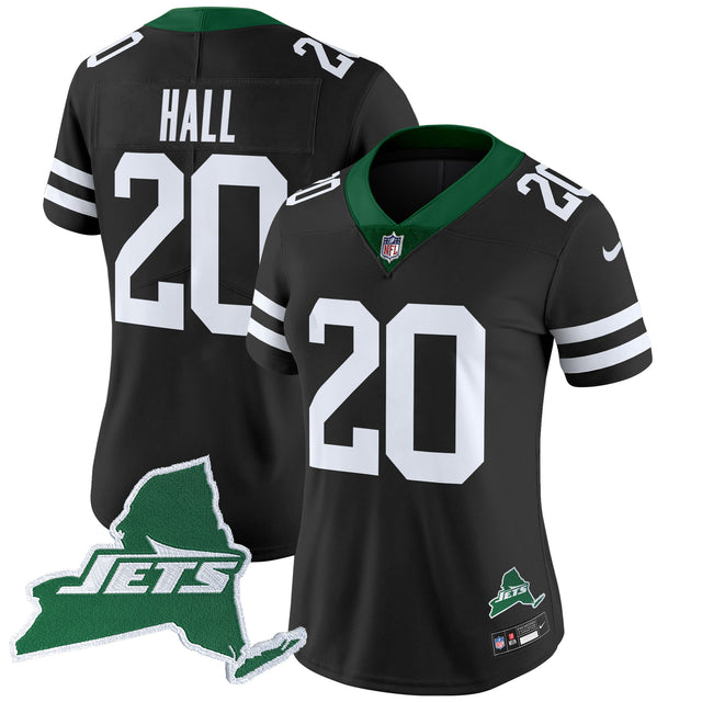 Women's New York Jets Home Patch Vapor Legacy Limited Jersey - All Stitched - Black - Breece Hall — view 1