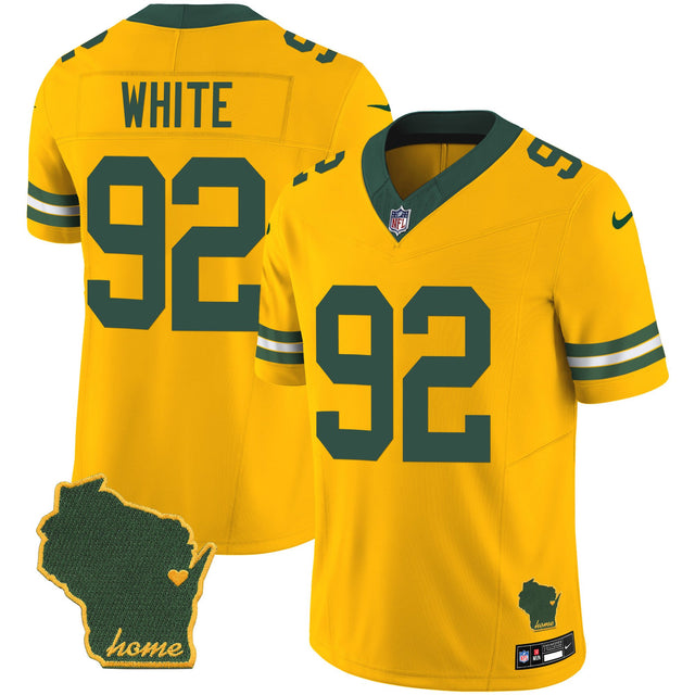 Men's Packers Home Patch Vapor Jersey - All Stitched - Gold - Reggie White — view 1