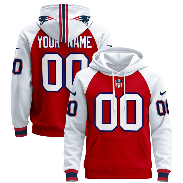 New England Patriots 2024 Custom Pullover Hoodie - All Stitched - Red Alternate ~0422535 — view 1