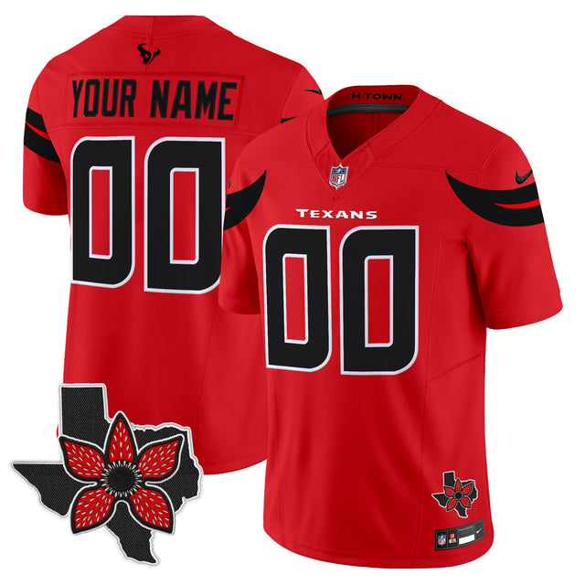 Houston Texans 'Stranger Things Edition' Vapor Limited Custom Jersey - All Stitched - Red — view 1