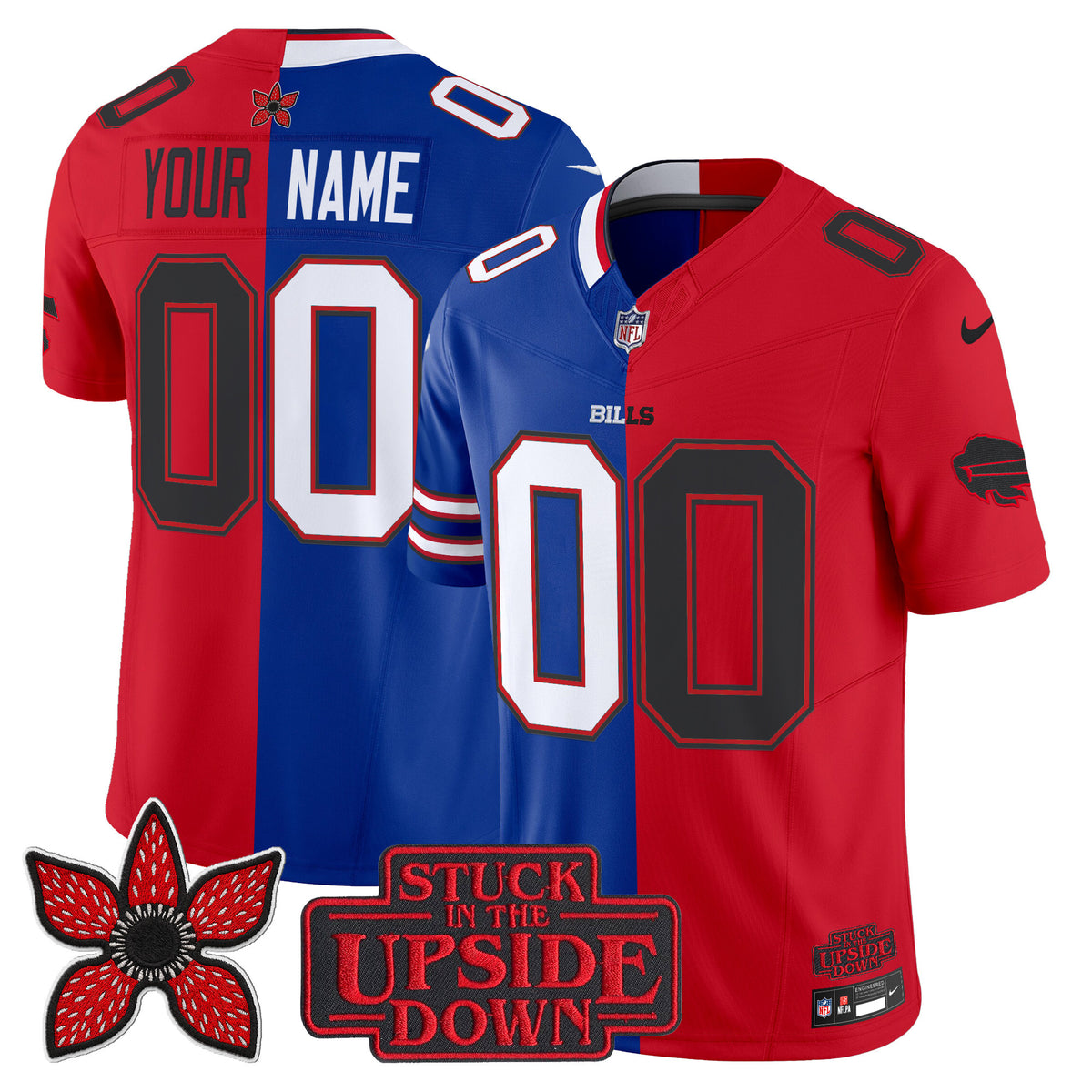 Buffalo Bills 'Upside Down Edition' Vapor Limited Custom Jersey - All Stitched - Royal-Red — view 1