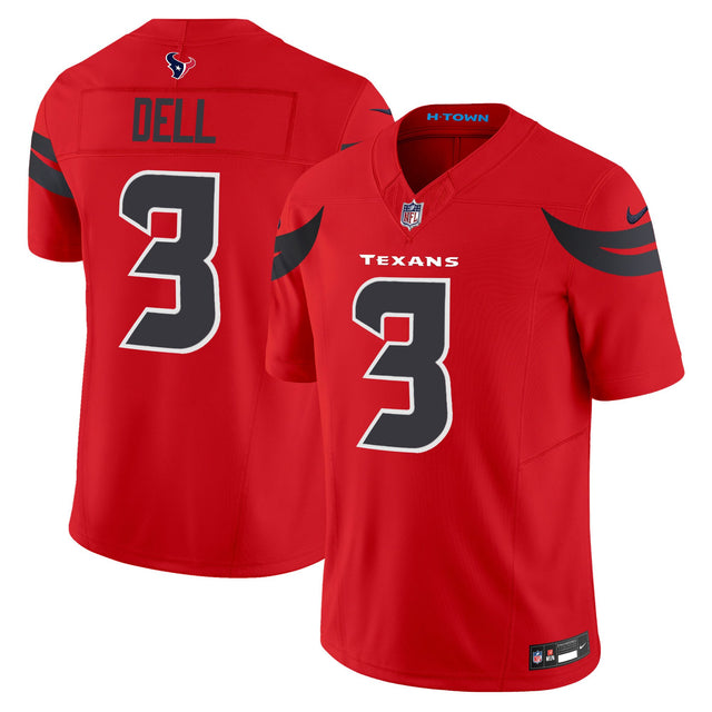 Men's Houston Texans 2024 Vapor Limited Jersey V2 - All Stitched - Red - Tank Dell — view 1