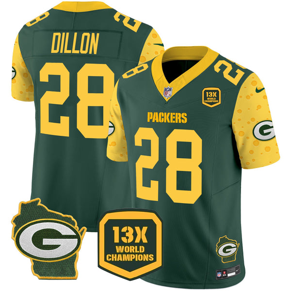 Men's Green Bay Packers 2025 Cheese Vapor Limited Jersey – All Stitched - Green - AJ Dillon — view 1