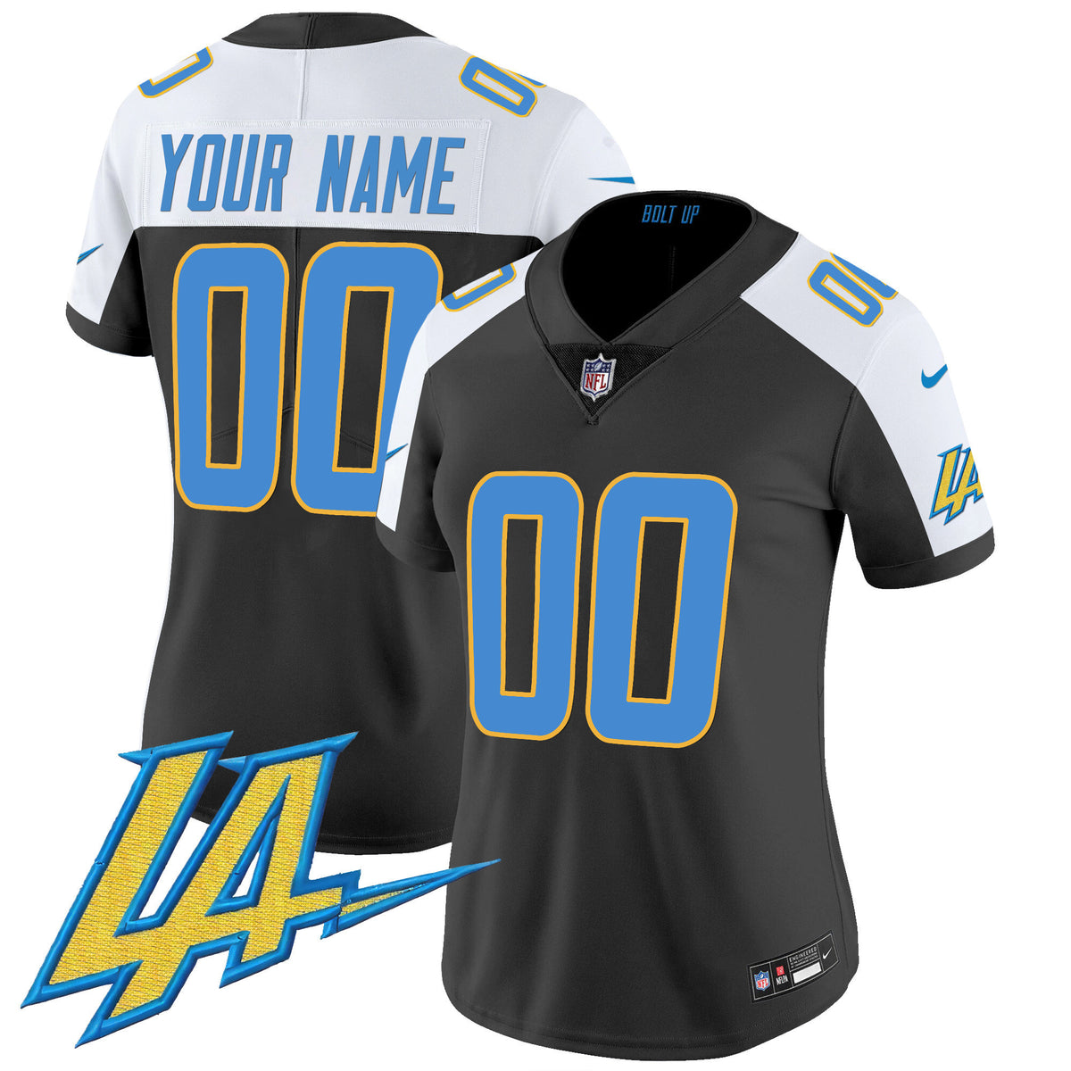 Chargers Vapor Limited Custom Jersey V2 - All Stitched - Black Alternate — view 1