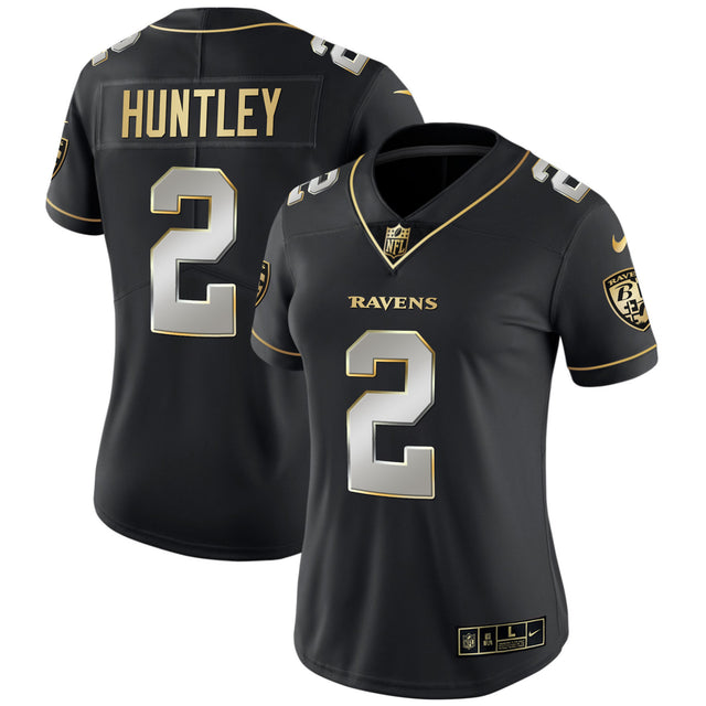 Women's Ravens Gold Vapor Jersey - All Stitched - Black Limited - Tyler Huntley — view 1