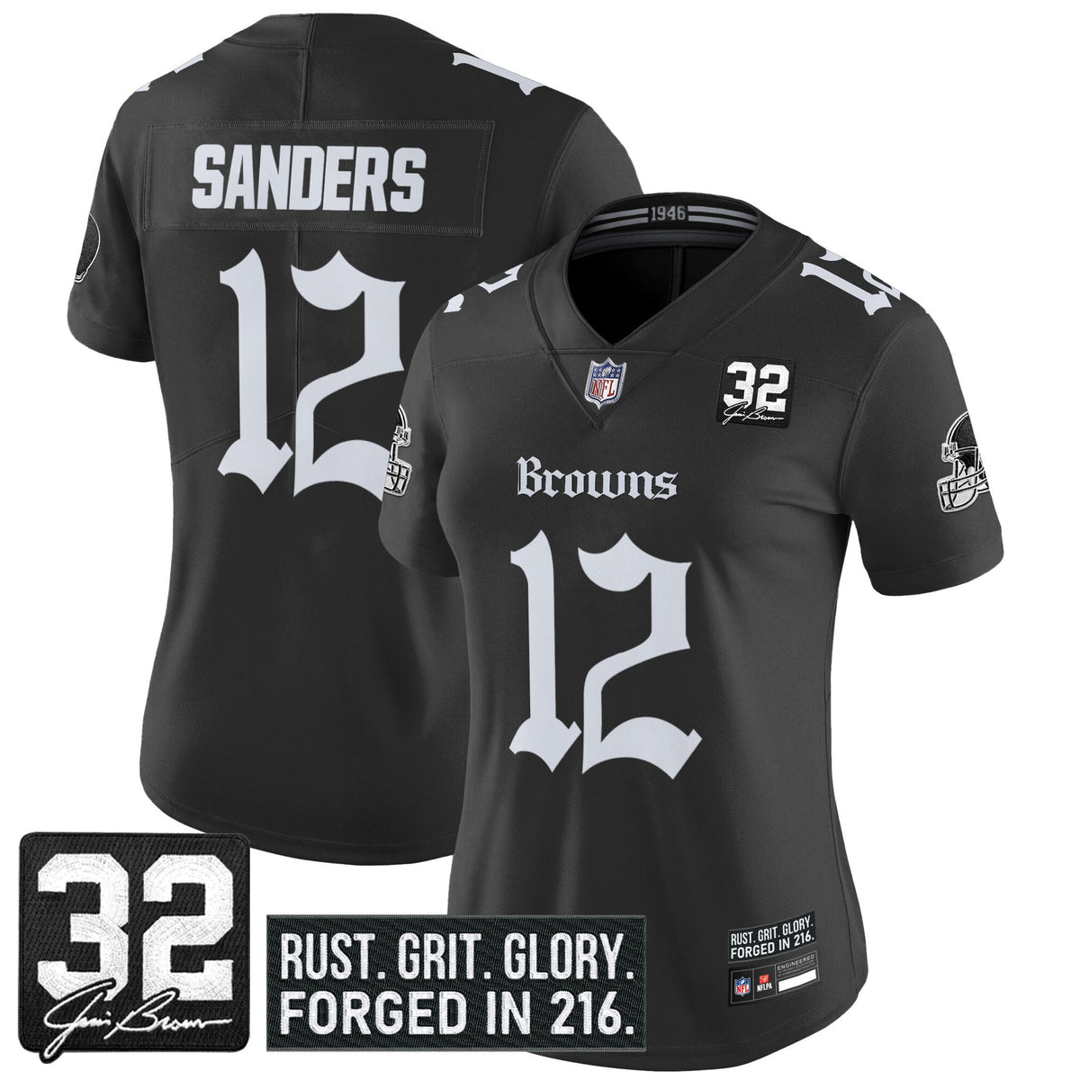 Women's Cleveland Browns 'Gothic Dawg Shadows Drop' Vapor Limited Jersey - All Stitched — view 1