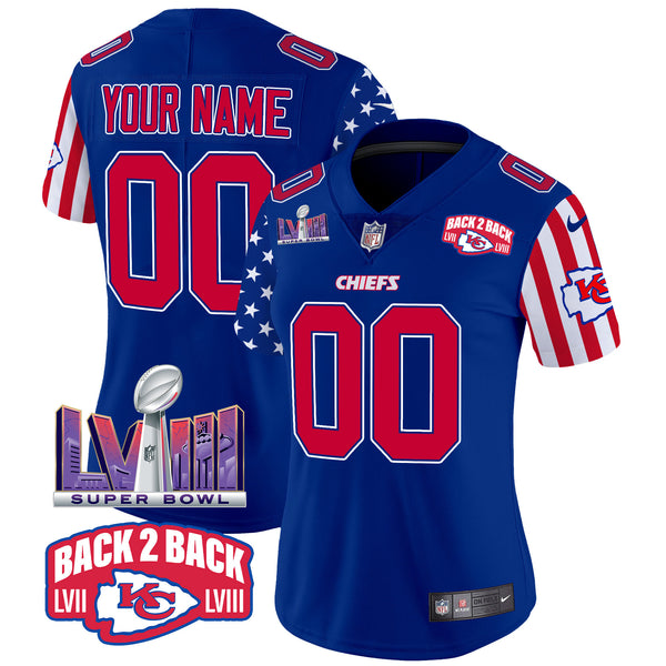 Chiefs American Style Vapor Limited Custom Jersey - All Stitched - Royal — view 1