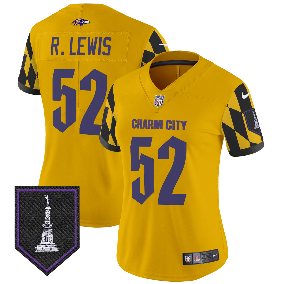 Women's Ravens City Edition Patch Vapor Limited Jersey - All Stitched - Gold - Ray Lewis — view 1