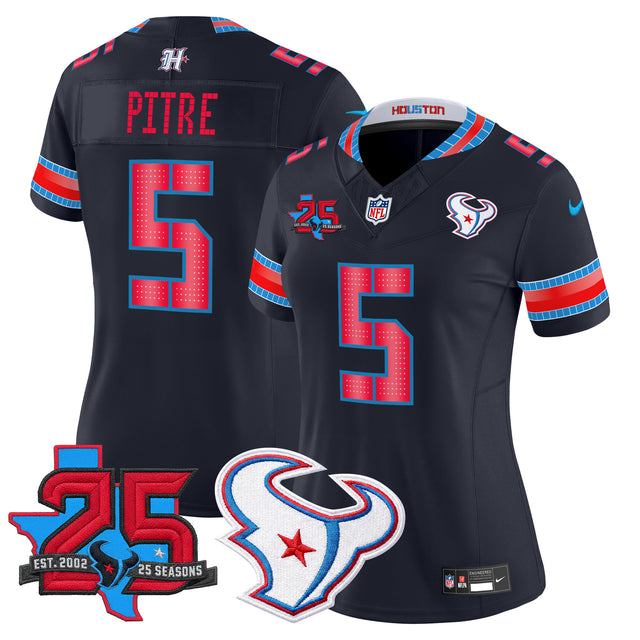 Women's Houston Texans 2026 Rivalries Vapor Limited Jersey - 25th Year Anniversary Patch - All Stitched - Navy - Jalen Pitre — view 1