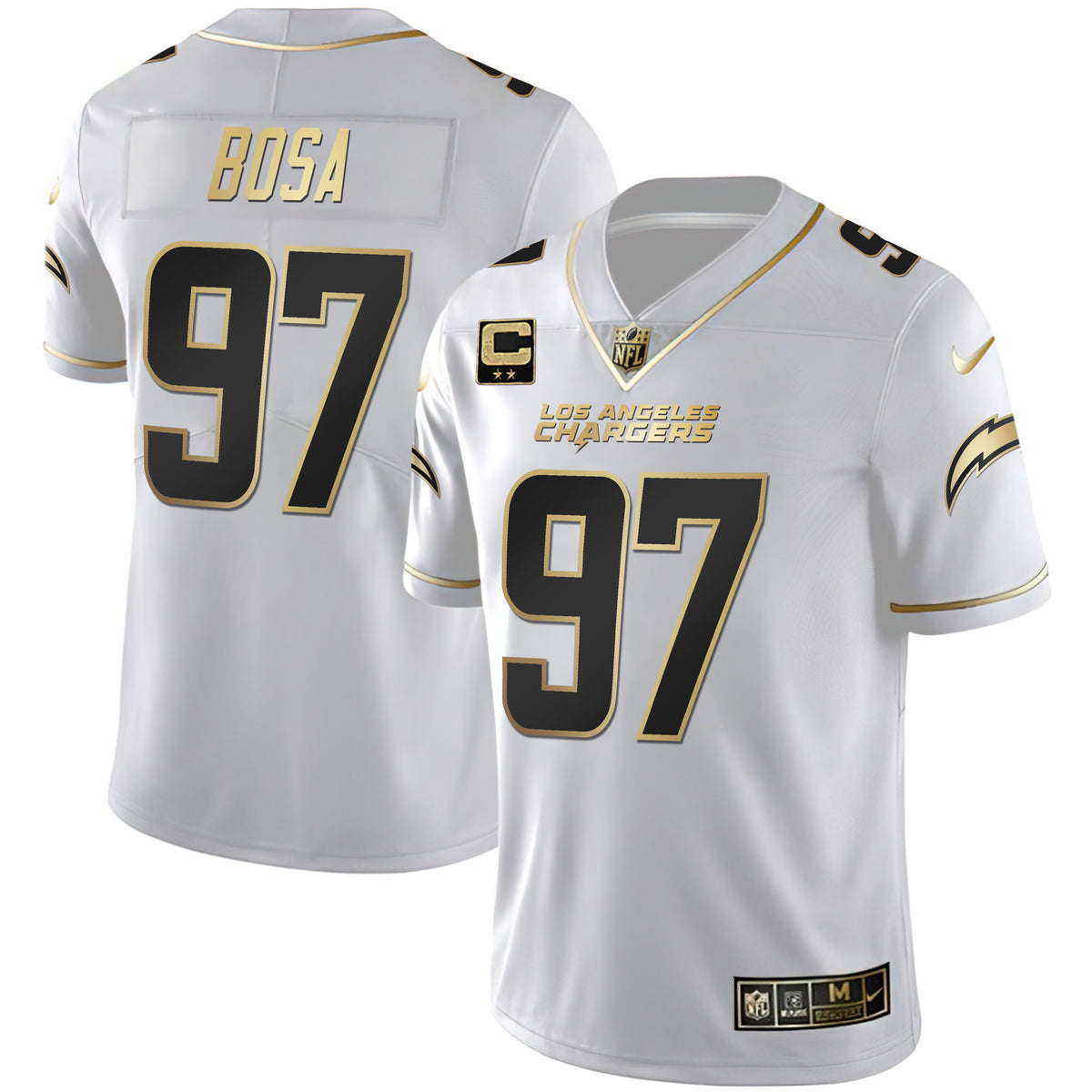 Women's Los Angeles Chargers White Gold & Black Gold Jersey - All Stitched - White Gold - Joey Bosa — view 1