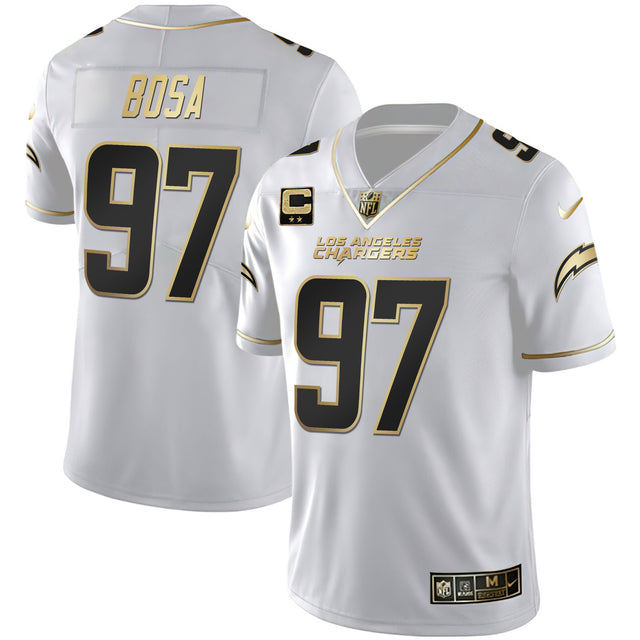 Women's Los Angeles Chargers White Gold & Black Gold Jersey - All Stitched - White Gold - Joey Bosa — view 1
