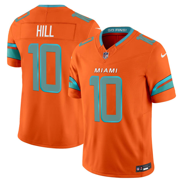 Men's Miami Dolphins 2025 Rivalries Vapor Limited Jersey - All Stitched - Orange - Tyreek Hill — view 1