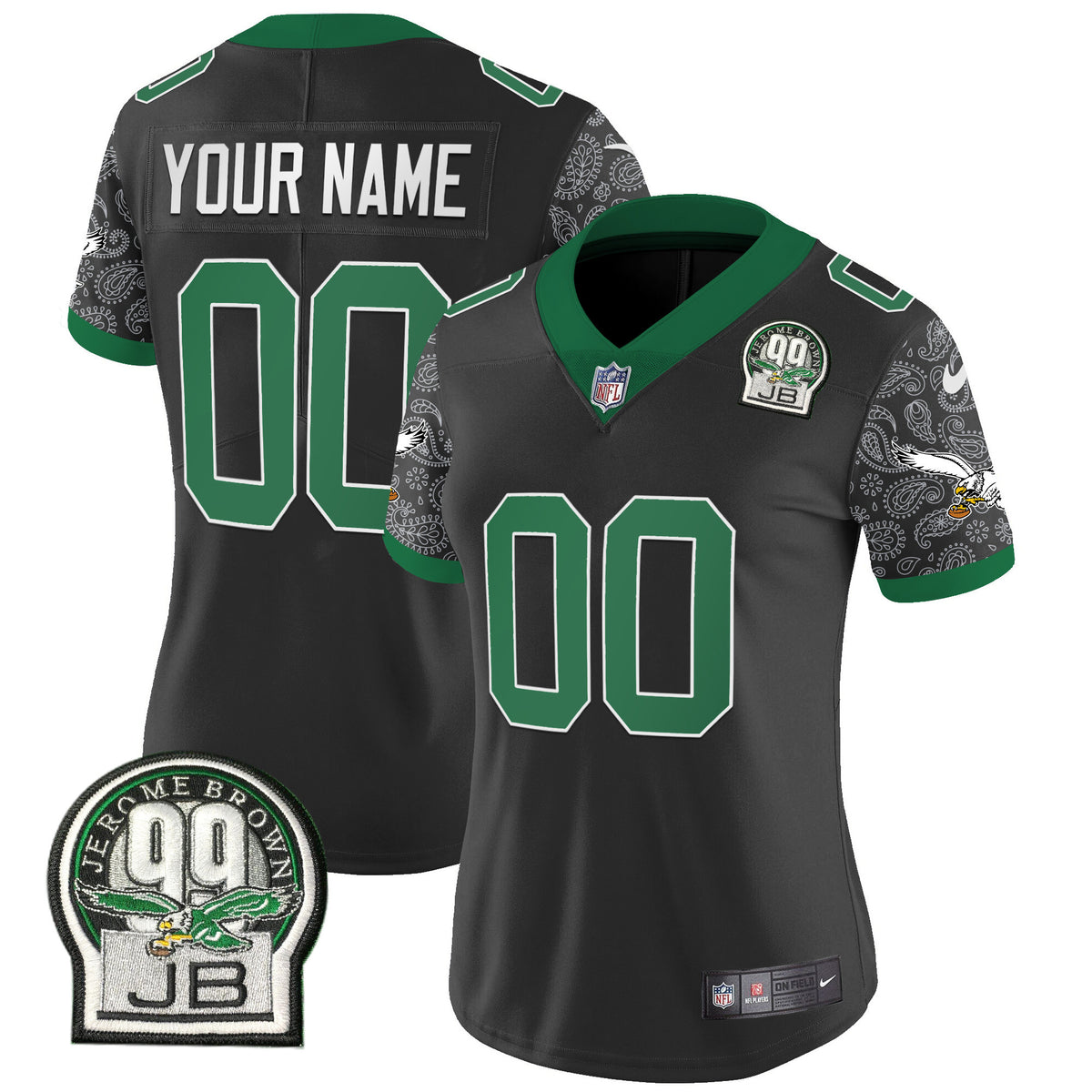 Eagles Kelly Green Vapor Limited Custom Jersey V4 - All Stitched - Black — view 1
