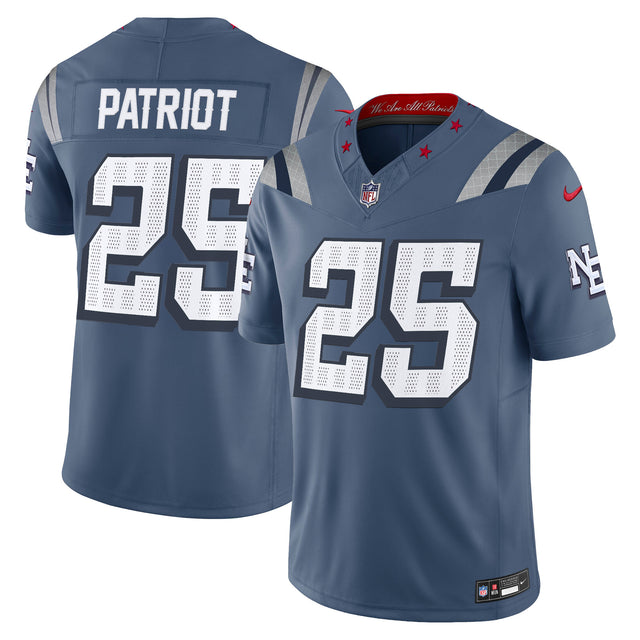 Men's New England Patriots 2025 Vapor Limited Jersey - All Stitched - Storm Blue - #25 Patriot — view 1