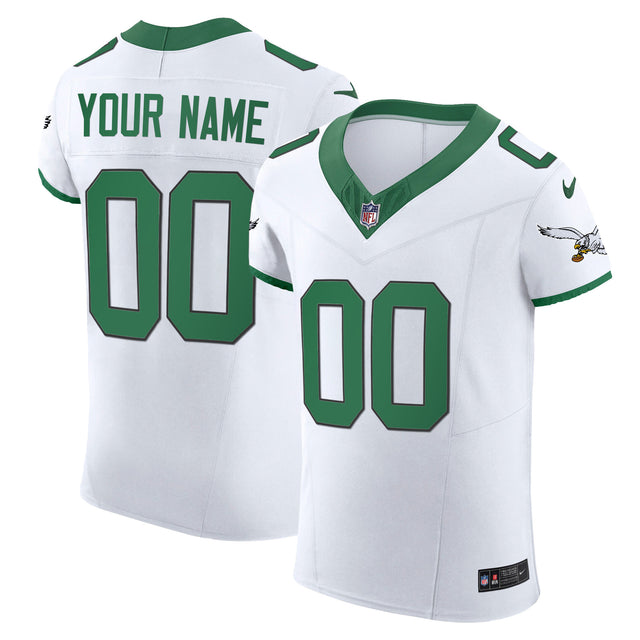 Eagles Kelly Green Vapor Elite Custom Jersey - All Stitched - Kelly White — view 1