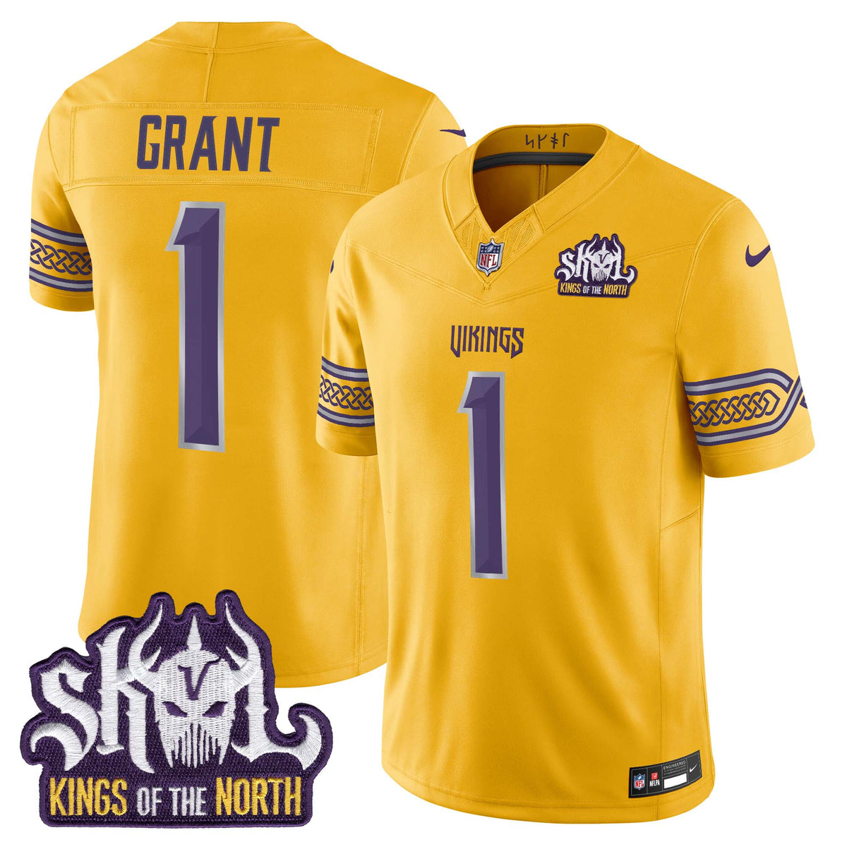 Men's Minnesota Vikings 2026 Rivalries Vapor Limited Jersey - Kings Of The North Patch - All Stitched - Gold - Bud Grant — view 1