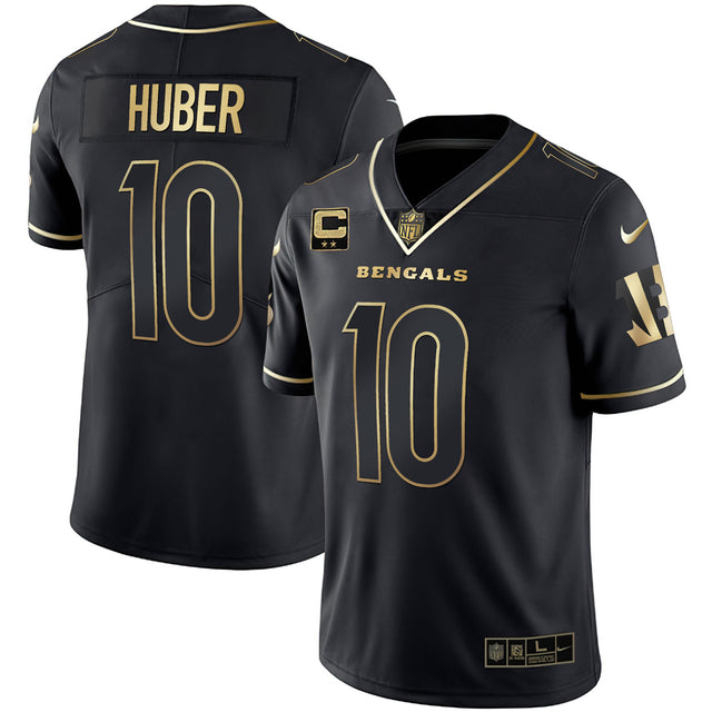 Men's Cincinnati Bengals White Gold & Black Gold Jersey - All Stitched - Black Gold - Kevin Huber — view 1