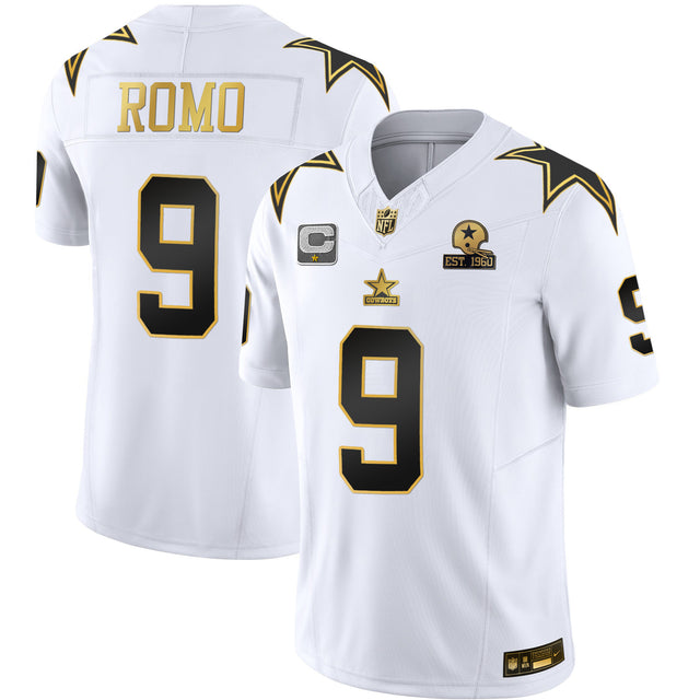 Men's Cowboys Throwback Limited Vapor Jersey - All Stitched - White Gold - Tony Romo — view 1
