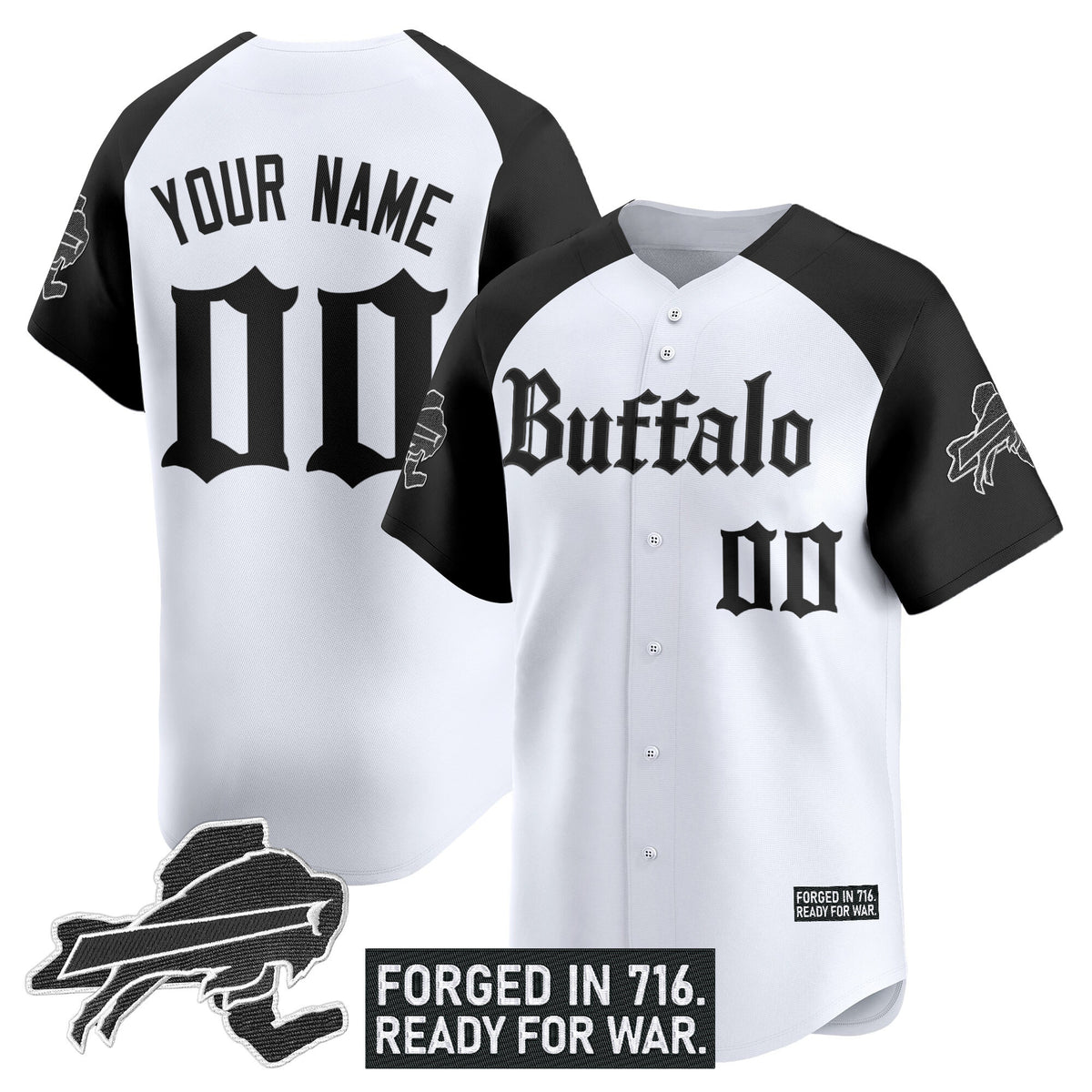 Buffalo Bills 'Gothic Cold Front Edition' Vapor Baseball Custom Jersey - All Stitched - Alternate — view 1