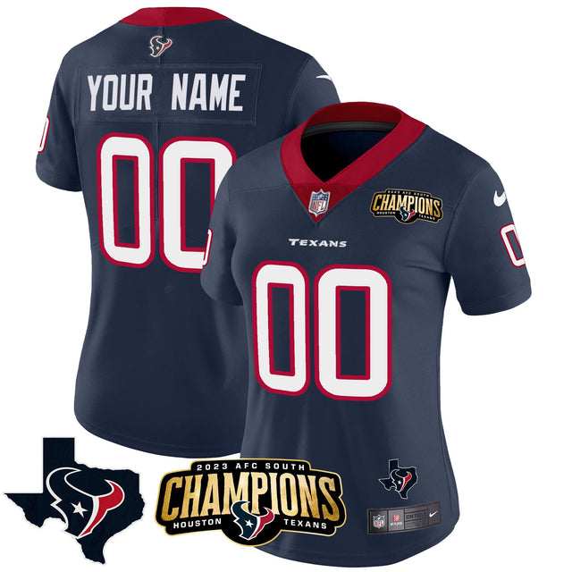 Houston Texans 2023 AFC South Champions Patch Vapor Custom Jersey - All Stitched - Navy — view 1