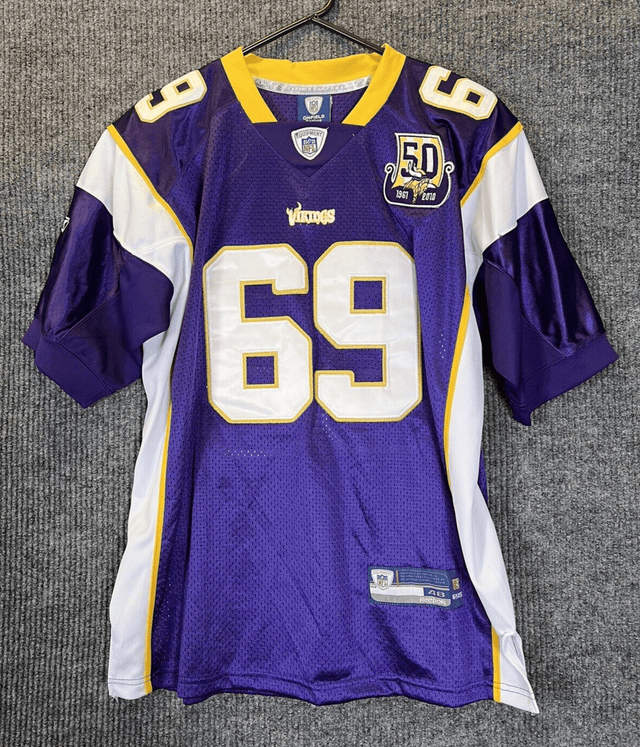 Jared Allen Minnesota Vikings Purple 50th Patch Jersey - All Stitched - Jared Allen — view 1