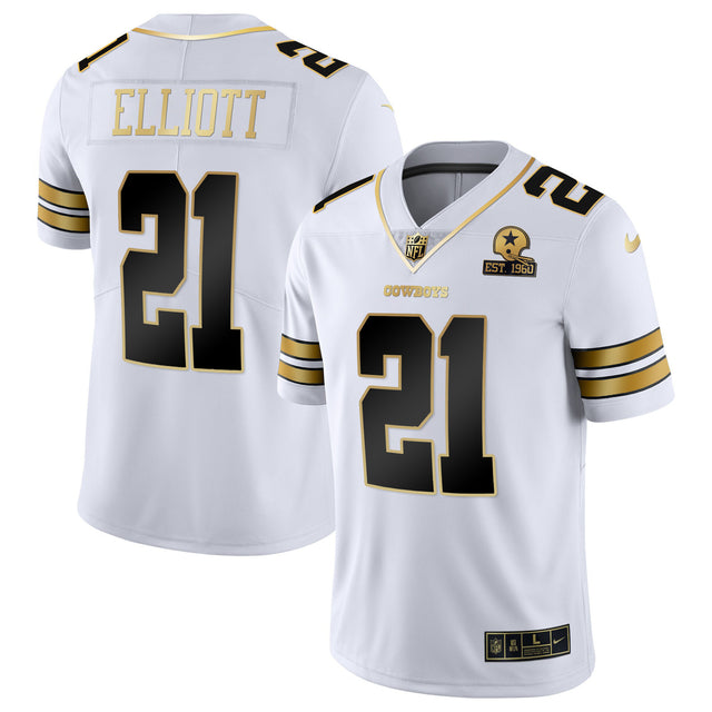 Men's Cowboys Vapor Gold Jersey - All Stitched - White Gold - Ezekiel Elliott — view 1