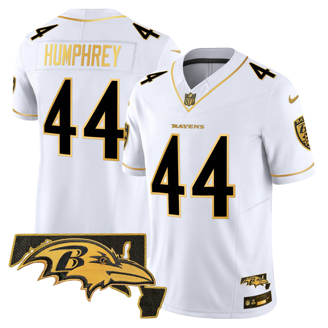 Men's Ravens 2024 Gold Vapor Limited Jersey - All Stitched - White Gold - Marlon Humphrey — view 1