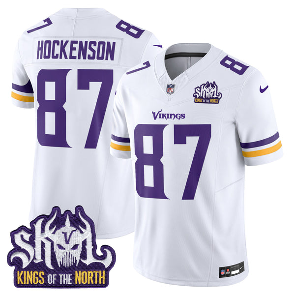 Men's Minnesota Vikings Kings Of The North Patch Vapor Limited Jersey - All Stitched - White - T.J. Hockenson — view 1