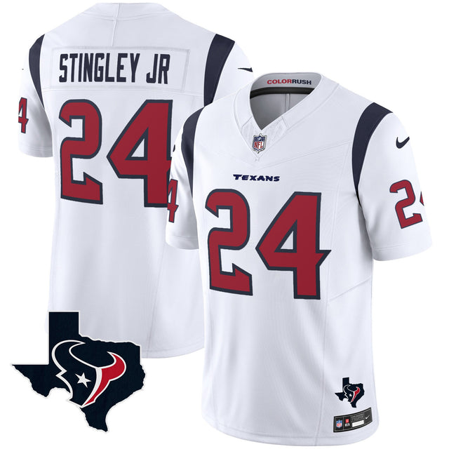 Men's Houston Texans Color Rush Legend Vapor Jersey V2 - All Stitched - White - Derek Stingley Jr — view 1