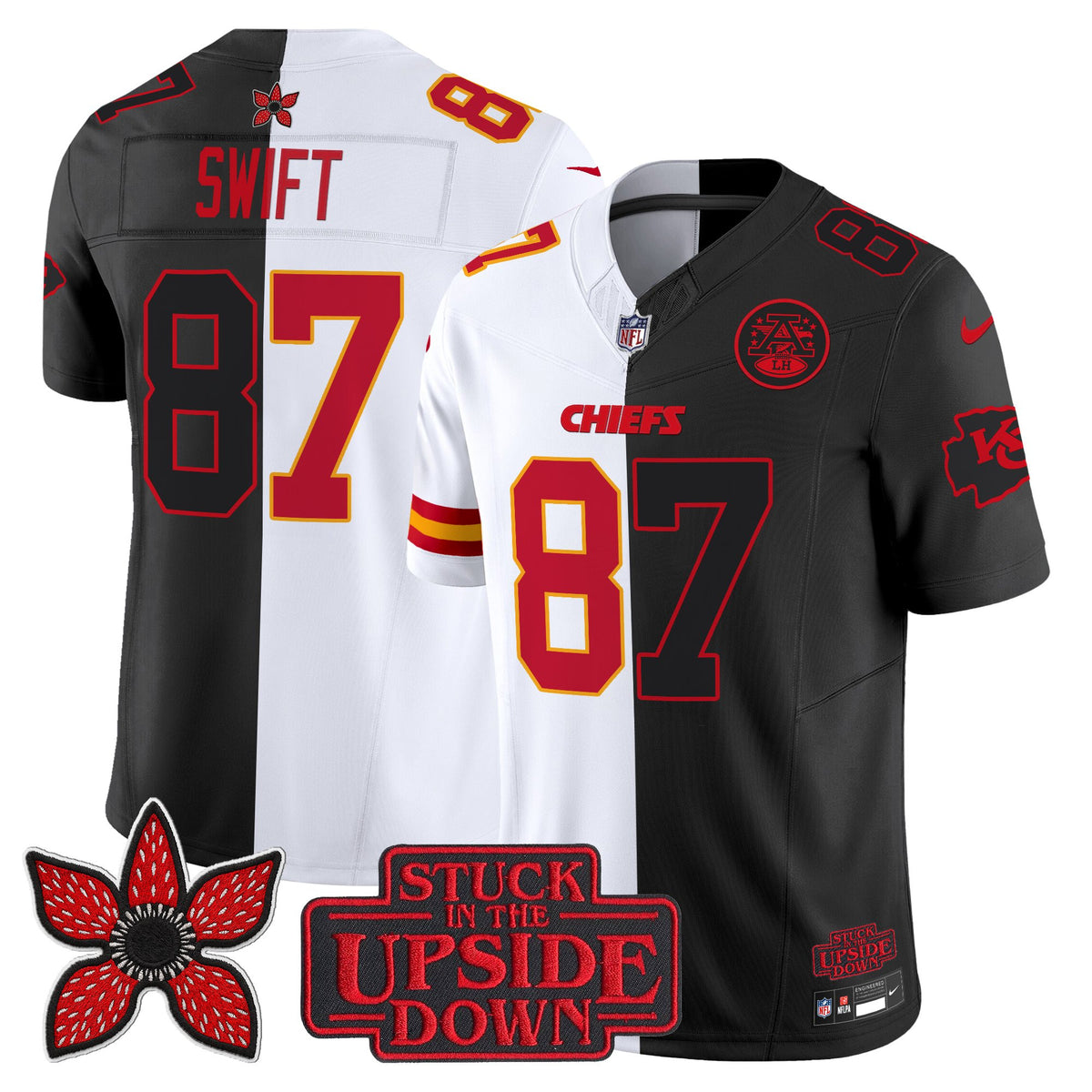 Men's Kansas City Chiefs 'Upside Down Edition' Vapor Limited Jersey - All Stitched - White-Black - Taylor Swift — view 1