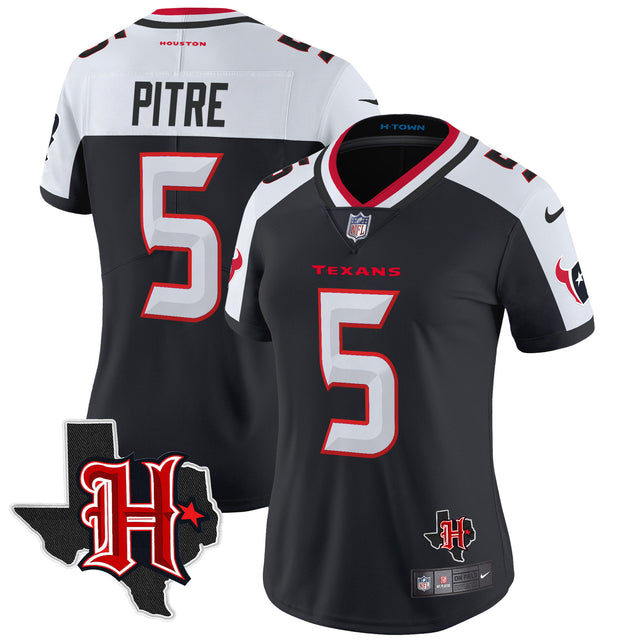 Women's Houston Texans 2024 Texas Patch Vapor Limited Jersey V5 - All Stitched - Navy Alternate - Jalen Pitre — view 1