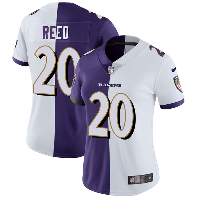 Women's Ravens Gold Vapor Jersey - All Stitched - Split - Ed Reed — view 1