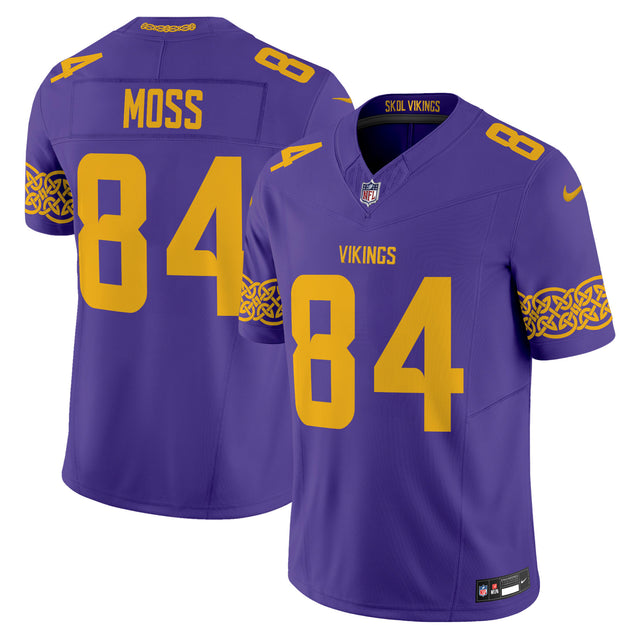 Men's Minnesota Vikings Nordic Pattern Vapor Limited Jersey - All Stitched - Purple - Randy Moss — view 1