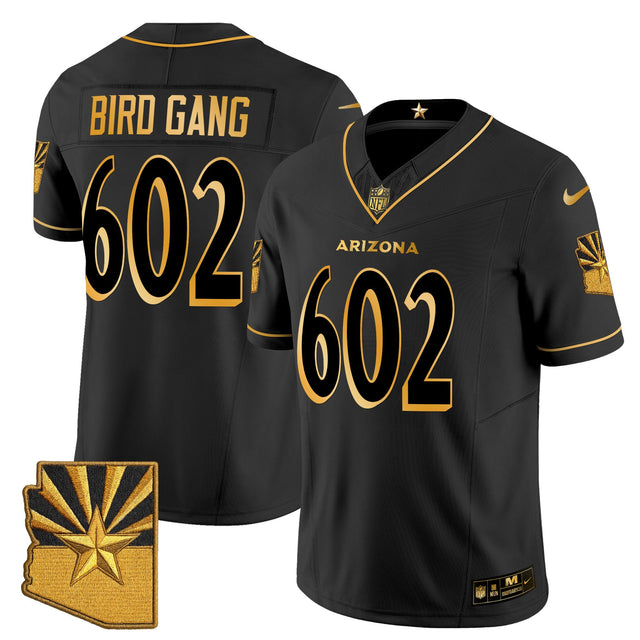 Men's Arizona Cardinals 2025 Rivalries Gold Vapor Limited Jersey - All Stitched - Black Gold - Bird Gang — view 1