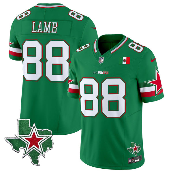 Men's Dallas Cowboys 2025 Mexico Vapor Limited Jersey - All Stitched - Green - CeeDee Lamb — view 1