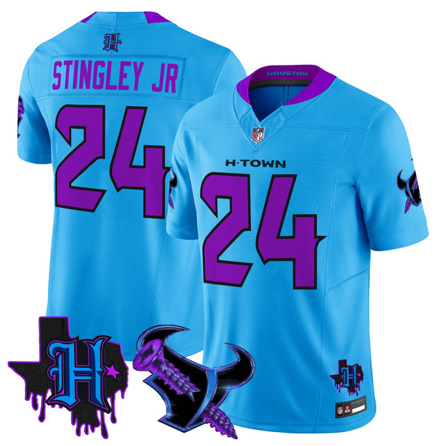 Men's Houston Texans DJ Screw Vapor Limited Jersey - All Stitched - Blue - Derek Stingley Jr ~8576594 — view 1