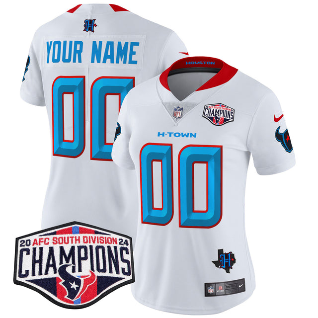 Houston Texans 2024 AFC South Division Champions Patch Vapor Limited Custom Jersey - All Stitched - White — view 1