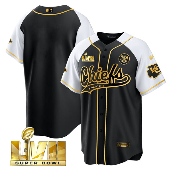 Men's Chiefs Super Bowl LVII Alternate Cool Base V2 Jersey - All Stitched - Black Gold - Team — view 1